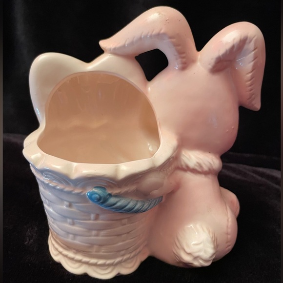 Vintage MCM Parma Anthropomorphic Bunny with Easter Basket Ceramic Planter - Picture 5 of 11